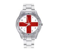 England Flag Men's Business Watch Fashion Stainless Steel Wristwatches Custom Easy Read Watches for Women