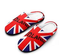 England Flag Men's Cotton Slippers Indoor House Shoes Warm Gift for Travel Bedroom Hotel 13-14（46-47）