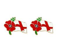 England Flag Pins St George's Flag Brooch Lest We Forget Remembrance Day Enamel Badge Memorabilia 2Pcs