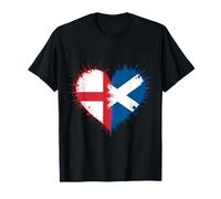 England Flag Scotland Flag Pride Heart T-Shirt