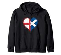 England Flag Scotland Flag Pride Heart Zip Hoodie
