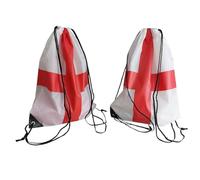 England Flag St George Design Drawstring Bag, Set of 2, White and Red Cross Pattern, Lightweight Backpack, Football Sports