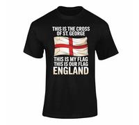 England Flag T Shirt - St George England Top for Men Women Kids, English Pride TShirt for Patriotic Celebrations & Events Style 5 Black Medium