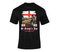 England Flag T Shirt - St George England Top for Men Women Kids, English Pride TShirt for Patriotic Celebrations & Events Style 3 Black XX-Large