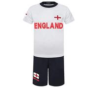 England Football T-Shirt and Shorts Summer Boys Girls Top Kids Playwear T-Shirts Vest Kit Set Soccer Outfit White 11-12 Years