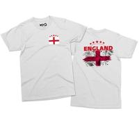 England Football T-Shirt - White - 2XL - England National Team Mens T-Shirt - Regular Fit World Football Cup Shirt - UK Football Flag Tee - Football Gifts for Men/Women/Boys