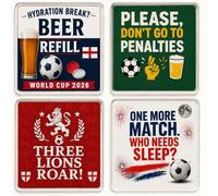 England Football World Cup Coasters | Match Day Drinks Mats Set 2026 (Match Day Humour)