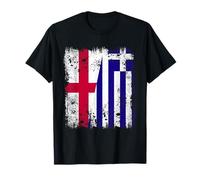 England Greece Half Flag English Greek Flag Hellas Heritage T-Shirt
