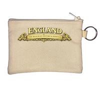 England History and Heritage Emblem Key Chain Coin Purse Beige