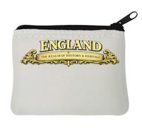England History and Heritage Emblem Neoprene Coin Purse Pouch 10x11cm White