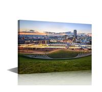 England Home Decor Bridges in Newcastle Upon Tyne Bedroom Decor 1 Piece Wall Art Wall Decoration for Living Room Artwork for Home Walls Giclee Wooden Framed Gallery Wrapped Ready to Hang(24''Wx 36''H)