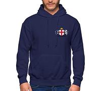 England Hoodie for Men Football 2021 Rugby Cricket Supporters Hooded Sweatshirt Embroidered Badge Crest Flag Lions, M, Navy