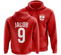 England Hoodys for Men - England Flag Badge Custom Name and Number Hoodie - Football Personalised Retro Europe Summer 2022 Footy Gifts for Him - Unique Cup Footie Hood, Red, S