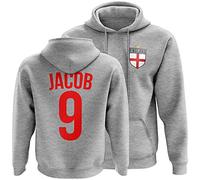 England Hoodys for Men - England Flag Badge Custom Name and Number Hoodie - Football Personalised Retro Europe Summer 2022 Footy Gifts for Him - Unique Cup Footie Hood, Sport Grey, XL