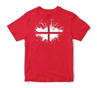 England Ink Splatter Kids T Shirt English Paint Boy Girl Tee, 3-4 Years, Red