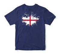 England Ink Splatter Kids T Shirt English Paint Boy Girl Tee, 7-8 Years, Navy