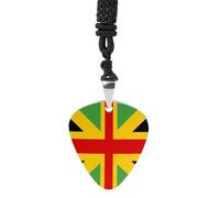 England Jamaican Flag Vintage Pick Necklace Guitar Bass Pick Pendant &B Steel Music Jewelry for Music Lovers