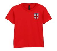 England Kids T-Shirt - Small - Red Cotton Crew Tee with Embroidered Three Lions Crest, Short Sleeve Supporter Top Boys Girls, Junior Fan Outfit