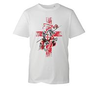 England Knight & Horse St George's Proud T-Shirt, St. George's Day George Dragon England Flag UK Unisex Kids Adults Top (White, 3XL)