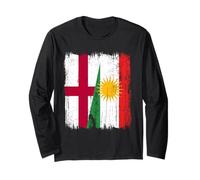 England Kurdistan Half Flag English Kurdish Heritage Jersey Long Sleeve T-Shirt