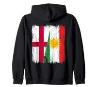 England Kurdistan Half Flag English Kurdish Heritage Jersey Zip Hoodie