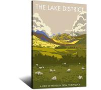 England Lake District Vintage Travel Posters A View of Helvellyn from Penruddock Canvas Painting Pictures Prints Wall Art for Bedroom Office Decor 20x30inch(50x75cm)