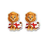 England Lion with St George's Cross Flag Vinyl Sticker Set (2 Pack) for Water Bottles, Phones, Laptops & Luggage - Cute English Pride Stickers, Waterproof UV Resistant Vinyl, UK Made (ENG)
