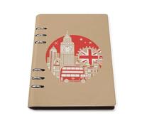 England London Big Ben Symbols Leather A5 Binder Notebook Refillable Travel Journal with 90 Sheets Personal Planner for Women Men