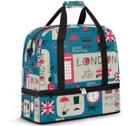 England London Big Ben Travel Duffel Bag for Women Men, Foldable Sports Gym Bag Weekend Overnight Totes Carry on Cabin Bag with Shoes Compartment