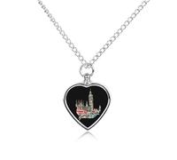 England London Souvenir Custom Cremation Jewelry Urn Necklace for Dog Pet Ashes Heart Memorial Pendant