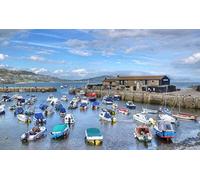England Lyme Regis HDRI Nature Sky Ships Pier river Boats,1000 Pieces Jigsaw Puzzles for Adults (75x50cm)