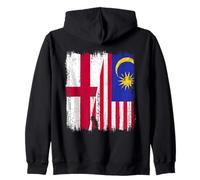 England Malaysia Half Flag English Malaysian Heritage Jersey Zip Hoodie