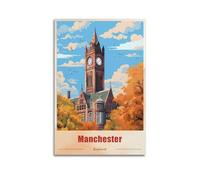 England Manchester Vintage Travel Poster Print Photo Art Painting Canvas Home Decorative Bedroom Modern Decors 16x24inch(40x60cm)