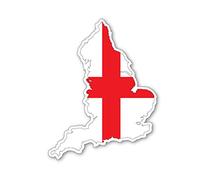 England Map Silhouette Flag Self Adhesive Vinyl Sticker, Ideal for Cars, Vans, Laptops and More, 98mm by 75mm