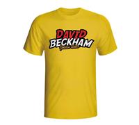 England Men's David Beckham Comic Book T-Shirt in Yellow | Size: Small England Yellow S