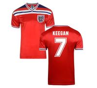 England Men's Mens Score Draw World Cup 1982 Away Shirt - Keegan 7 in Red | Size: Small England Red S