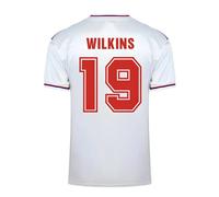 England Men's Mens Score Draw World Cup 1982 Home Shirt - Wilkins 19 in White | Size: Small England White S