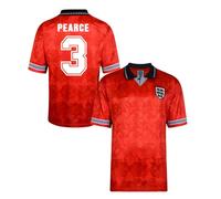 England Men's Mens Score Draw World Cup 1990 Away Shirt - Pearce 3 in Red | Size: Large England Red L