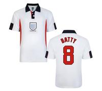 England Men's Mens Score Draw World Cup 1998 Home Shirt - Batty 8 in White | Size: XL England White XL