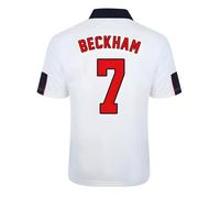 England Men's Mens Score Draw World Cup 1998 Home Shirt - Beckham 7 in White | Size: Large England White L