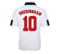 England Men's Mens Score Draw World Cup 1998 Home Shirt - Sheringham 10 in White | Size: Large England White L