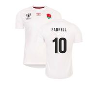 England Men's Rwc 2023 Home Replica Rugby Shirt - Farrell 10 in White | Size: Large England White L