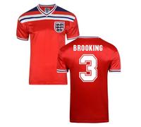 England Men's Score Draw World Cup 1982 Away Shirt - Brooking 3 in Red | Size: Small England Red S
