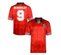 England Men's Score Draw World Cup 1990 Away Shirt - Beardsley 9 in Red | Size: Large England Red L