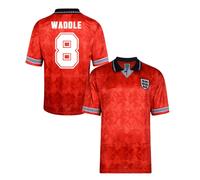 England Men's Score Draw World Cup 1990 Away Shirt - Waddle 8 in Red | Size: XL England Red XL