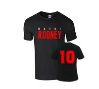 England Men's Wayne Rooney Front Name T-Shirt in Black | Size: 2XL England Black 2XL