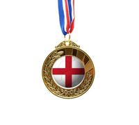 England National Flag Soccer Football Gold Award Winner Medal First Place Ribbon
