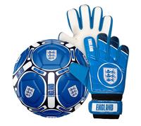 England Official Size 4 Football & Boys Goalkeeper Gloves Junior Gift Set