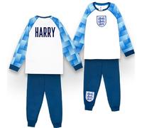 England Personalised Pyjama for Kids Long Sleeve 100% Cotton Winter Football PJ Set Soft and Comfortable Gift for Boys Age 7/8 White