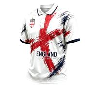 England Polo Shirts for Men Football 2026 Collared Neck Short Sleeve Great Britain Bunting Flags Print Union Jack T Shirt England Football Jersey Tops Breathable Fans Shirts (007-White, 4XL)